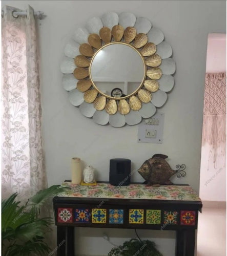 Collection of Golden Silver Petals Mirror Wall Art photo review